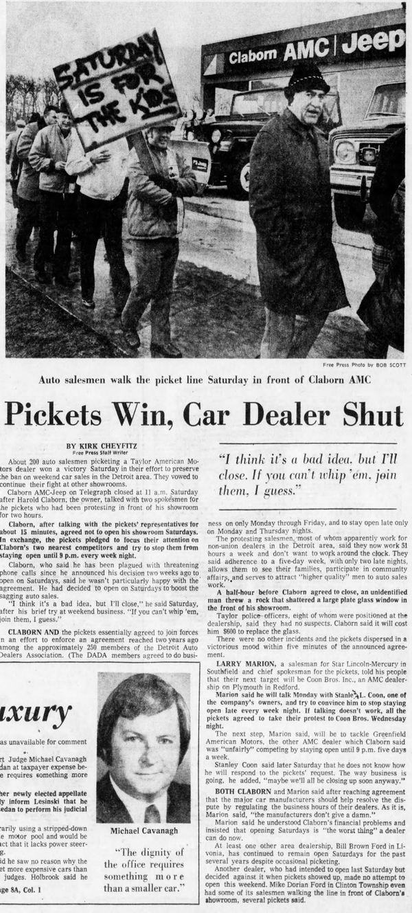 Claborn AMC - Sun Jan 12 1975 Article